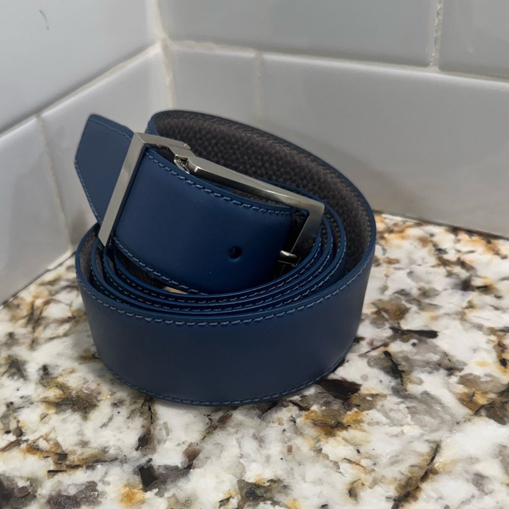 Giorgio Armani Men's Blue Leather Belt